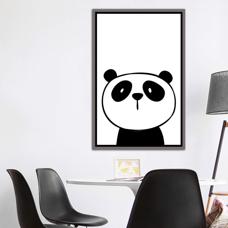 Panda - impression d'art graphique, Pas de tapis, H 60 po x l 40po x P 1,5 po, Toile avec cadre gris