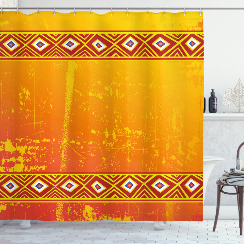 Ensemble de rideau de douche africain + crochets, H 69 po x l 105 po