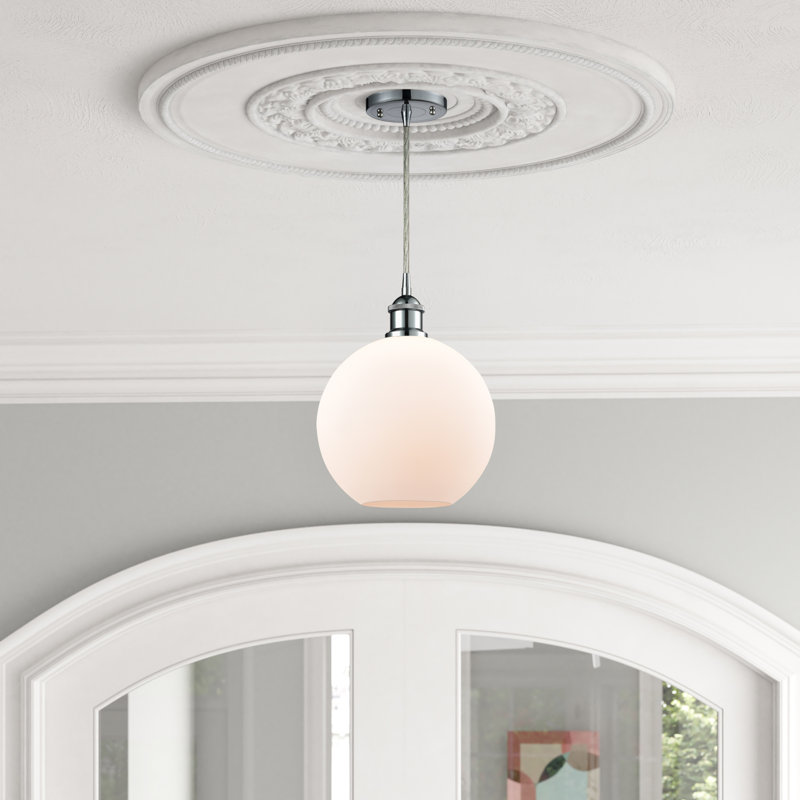 Baptista 1 - Light Single Pendant, Polished Chrome, 6 Watt Vinage LED Bulb, Matte White