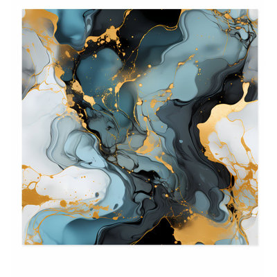 Abstrait gris et or brossé IV, reproduction d'art moderne sans cadre