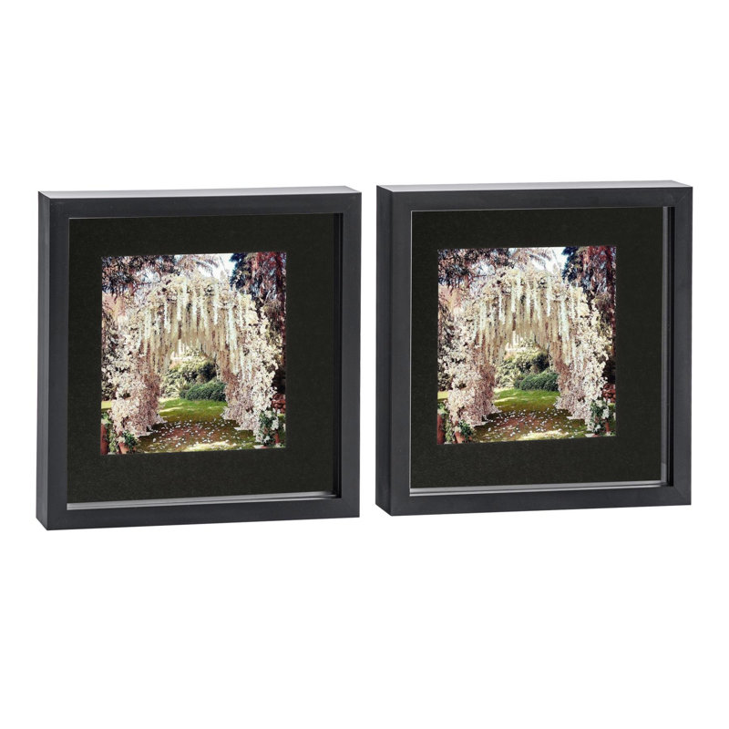 Nicola Spring - 3D Box Photo Frames, Black/Ivory, 27.5cm H x 27.5cm W x 3.5cm D