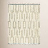 Hand Knotted Wool Geometric Area Rug in Beige/Ivory