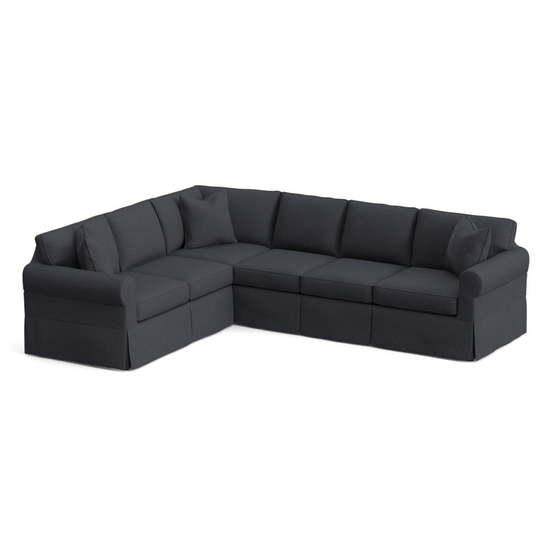 Bedford Upholstered Sectional, Left Hand Facing, Blue Chenille/Velvet Solid; 0809-63