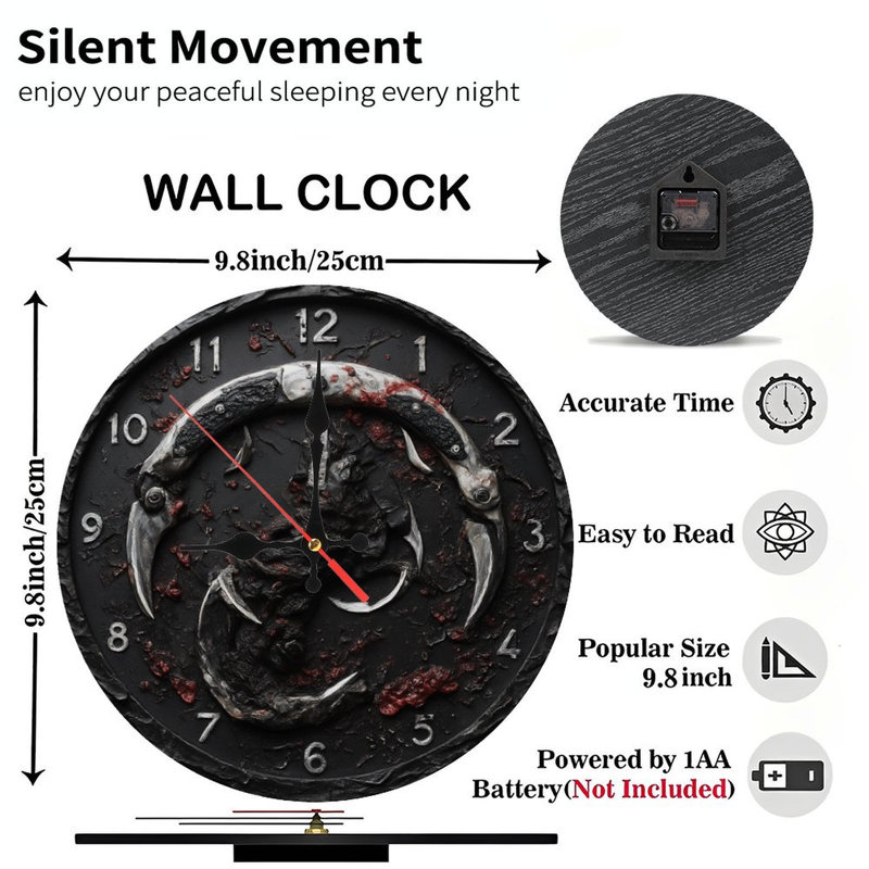 Horloge à chiffres avec griffes sanglantes