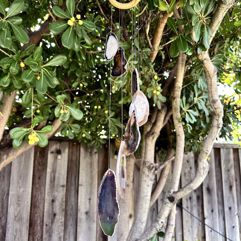 Carillon noir en agate noire, décor de jardin en agate naturelle