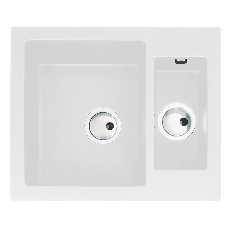Abode Designs Zero 500mm W Double Bowl Granite Kitchen Sink, White
