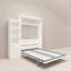 Lit pour chambre à coucher - Grand lit, moderne, peu encombrant avec table, tablette blanche et cadre