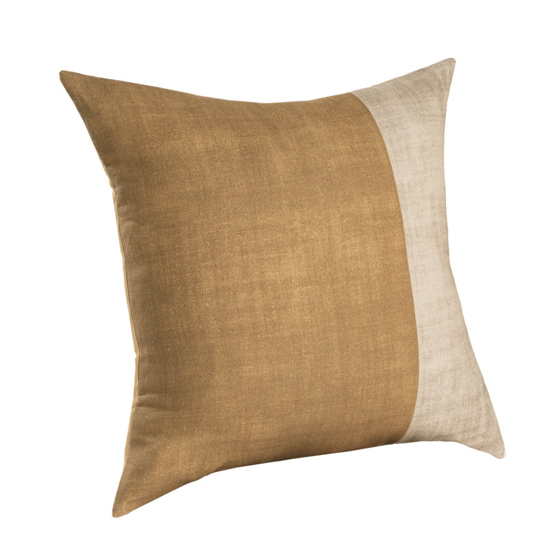 Housse de coussin texturé en coton texturé, Brun/beige, 20 po x 20 po, Housse de coussin seulement - sans coussin