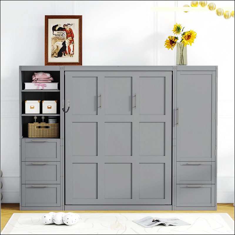 Grand lit escamotable avec garde-robe