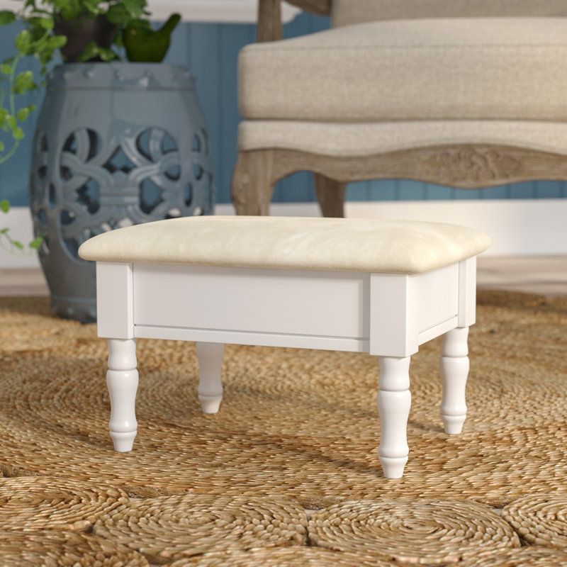 Cleo Upholstered Ottoman, White