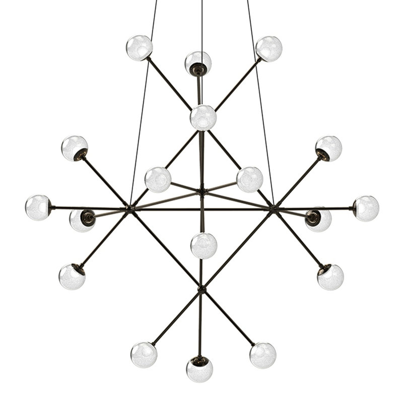 Proton 18 - Light LED Chandelier, White Crushed , Polished Black Nickel