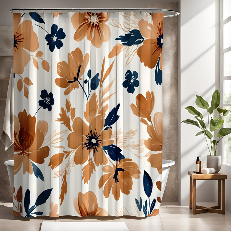 Rideau de douche avec tapis de bain, L 70 po x H 93 po