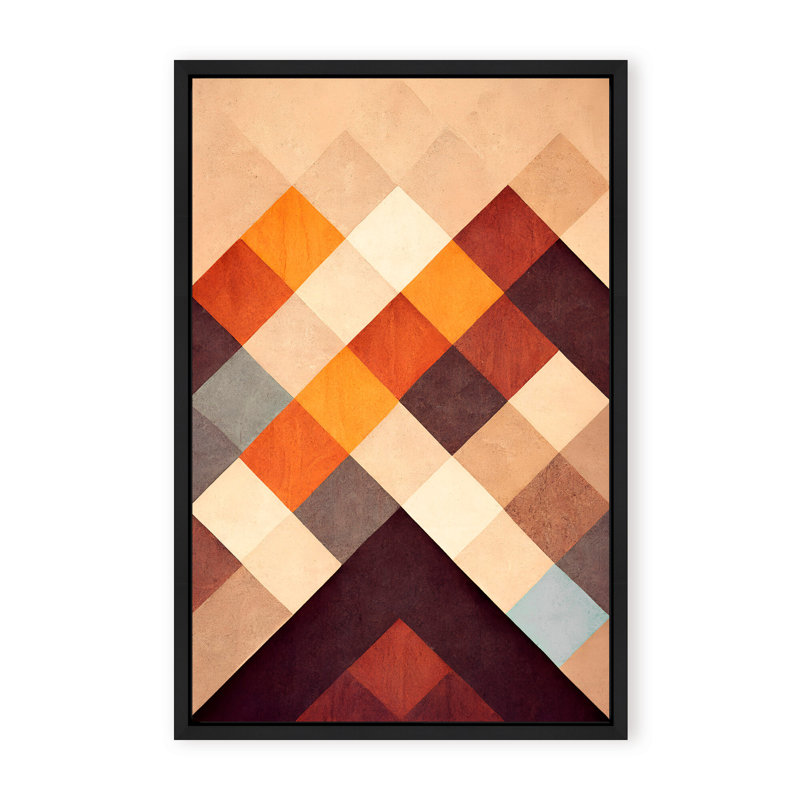 Abstract The Pyramid by  - Picture Frame Graphic Art on Paper, 24" H x 16" W x 1.125" D, Framed Matted Print, Brown
