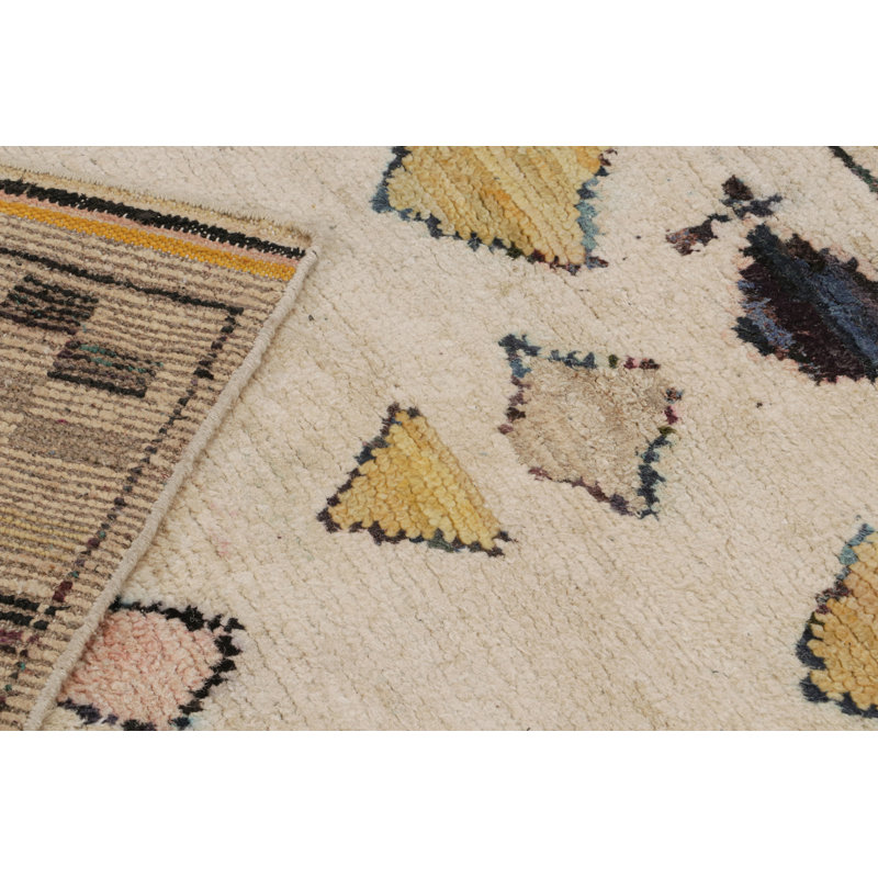 Moroccan Handmade Kilim Silk and Wool Geometric Area Rug, Square 4'