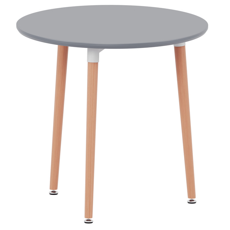Deshawn 80 cm Beech Round Dining Table with Wood Base, Grey