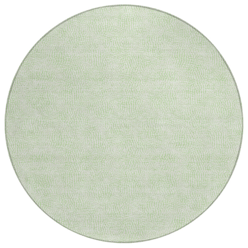 Mint Green Synthetic Round Washable Area Rug, 8' x 8'