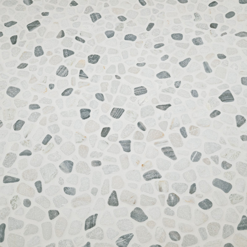 Marvella Pebble 12 in. x 12 in. Natural stone Mosaic Floor and Wall Tile, Nero Bianco