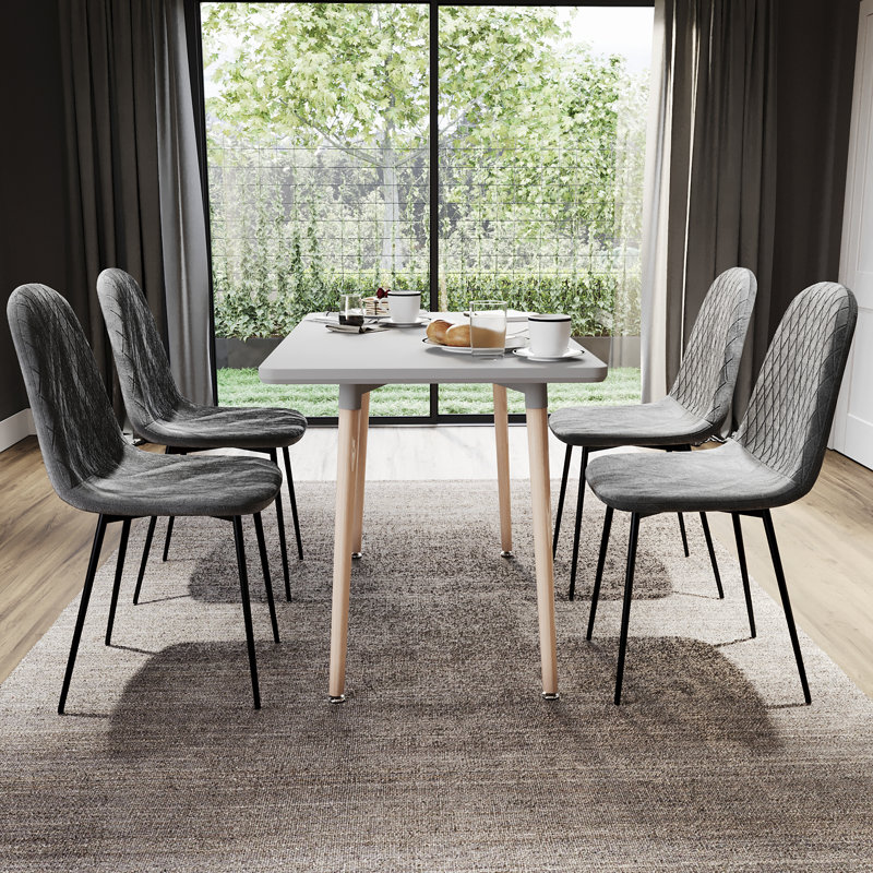 Dining Chairs Upholstered Fabric Seat Kitchen Dining Room Furniture, UKFR Certified, Grey