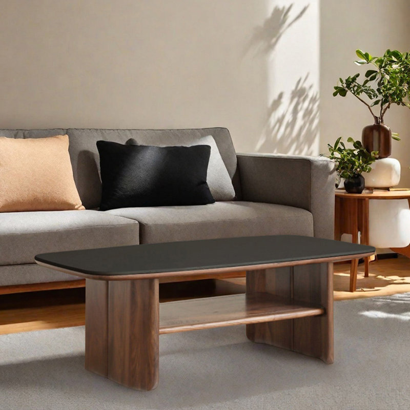 Table basse robuste et pratique, Noir, Marron foncé, H 15,75 po x L 43,3 po x l 21,65 po