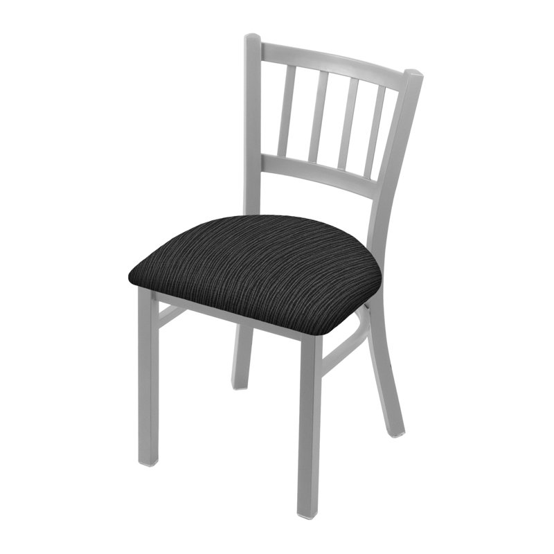 Chaise Contessa 610, Nickel anodisé, Tissu graphique charbon
