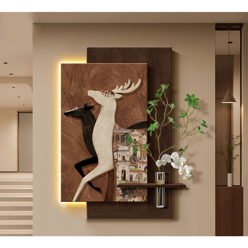 Élan de style médiéval avec peintures murales en grès clair, H 31,50 po x l 23,62 po x P 3,94 po