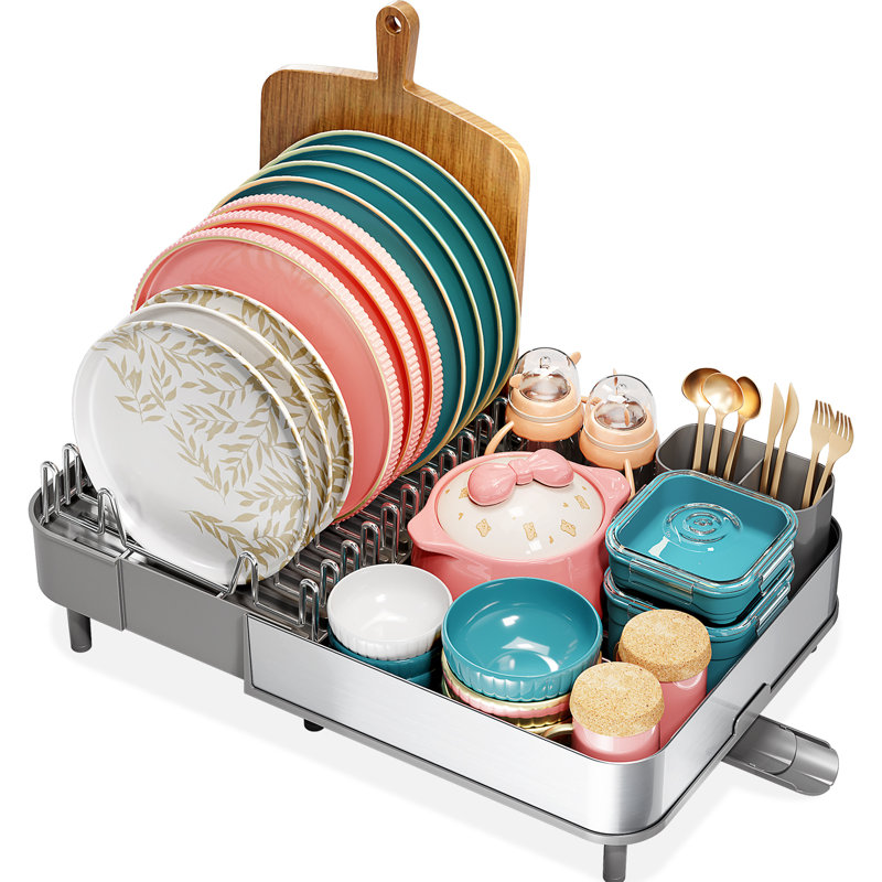 Expandable Dish Drying Rack,Foldable 304 Stainless Steel Dish Rack,Kitchen Dish Rack, Plate Rack,Extra Large Dish Drainer