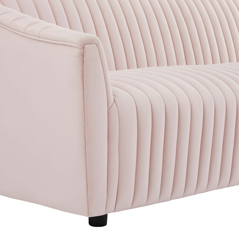 Announce Performance Velvet Channel Tufted Sofa, Pink