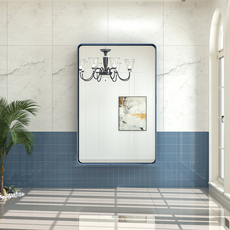 Miroir d'appoint Tyro, 36 po x 55 po, Bleu, Rectangulaire