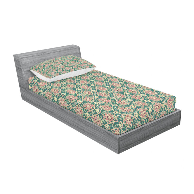 Microfiber Geometric Sheet Set, Twin XL Sheet Set with Fitted Sheet
