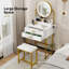 Dressing Table with LED Lighted Mirror, Makeup Vanity Desk with Stool and 2 Drawers, 55CM Desktop-658937674