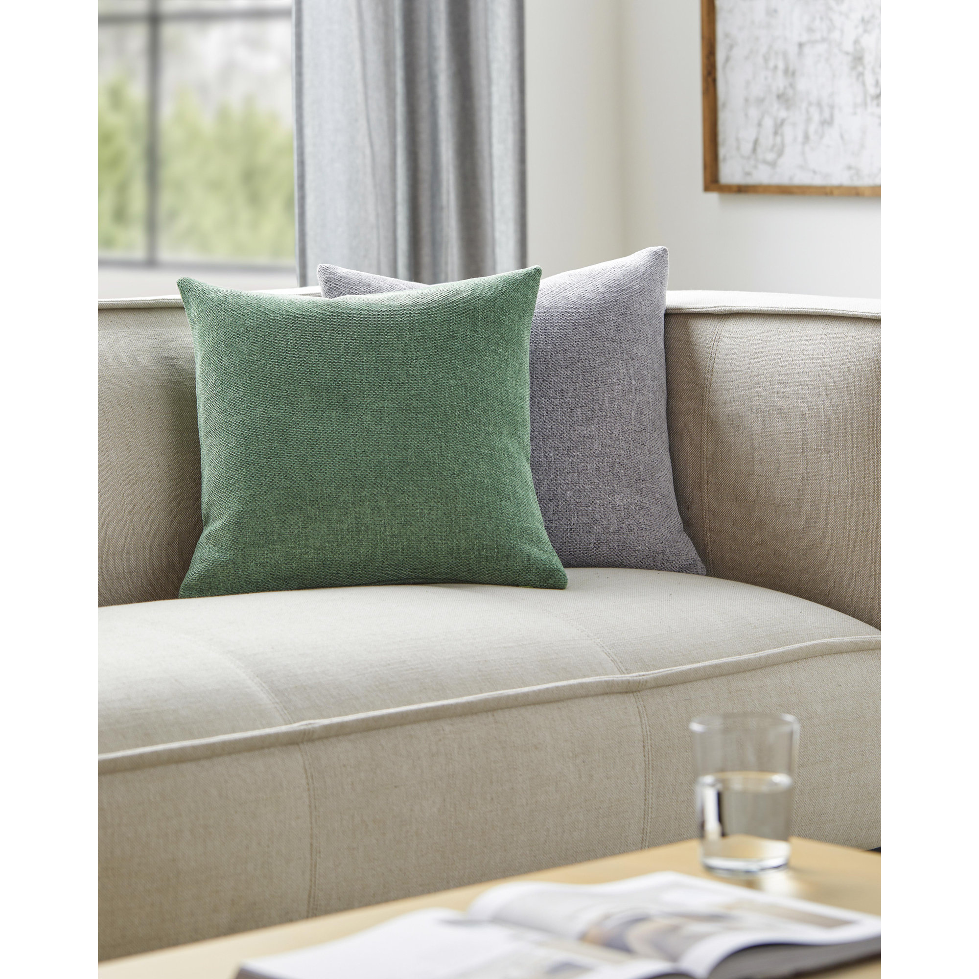 Kamaili Pillow Cover, 18"H x 18"W, Green, Pillow Cover Only - No Insert