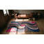 Petit tapis en laine crocheté à motif crocheté antique multicolore des années 1940