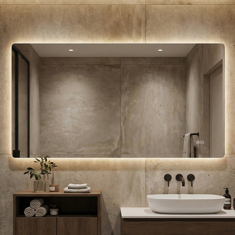 79" x 39" Frameless LED Backlit Bathroom Mirror, 3 Color Dimmable Light, Anti-Fog, Touch Control, Wall Mounted Vanity Mirror