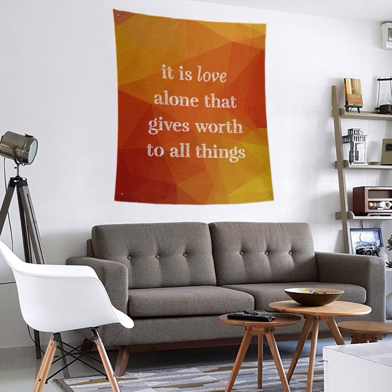 Tapisserie en polyester en faux gemme love quot, H 104 po x l 88 po, Ambre
