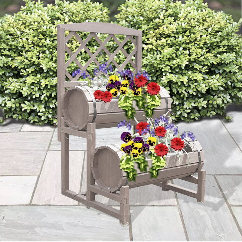 Phipps Wood Barrel Planter, Putty