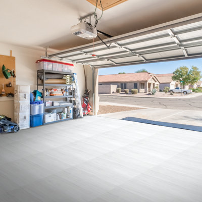 Carreaux de sol en mousse de grain de bois imperméable Sorbus, 24 tuiles, 96 pieds carrés, emboîtables, blanc