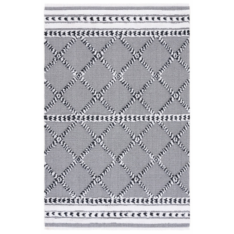 Tapis noir / ivoire Augustine 714, Rectangle 6 pi 4 po x 9 pi 6 po