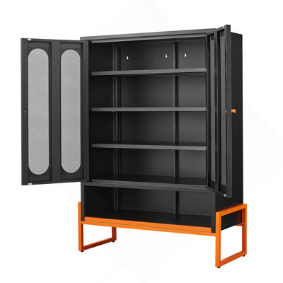 Armoire à chaussures à porte en maille à double face avec cloisons mobiles à double couche, base creuse pour une conception résistante à l'humidité et aux séismes, compatible avec les balais pour le salon