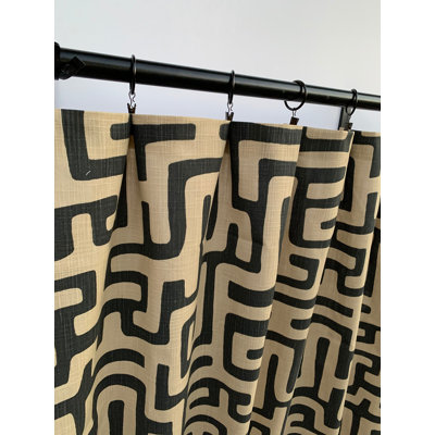 Tan Black Geometric Curtains