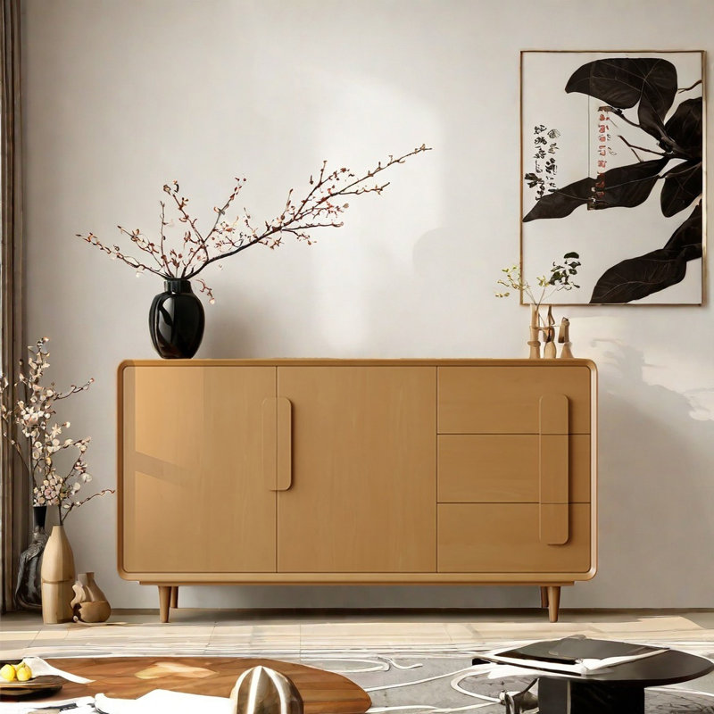Modern Minimalist Sideboard Cabinet, Sandy Brown