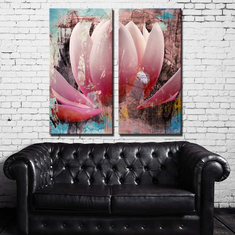 Reproduction d’art sur toile, impression sur toile tendue, "pétales" à partir de 2 pièces peintes