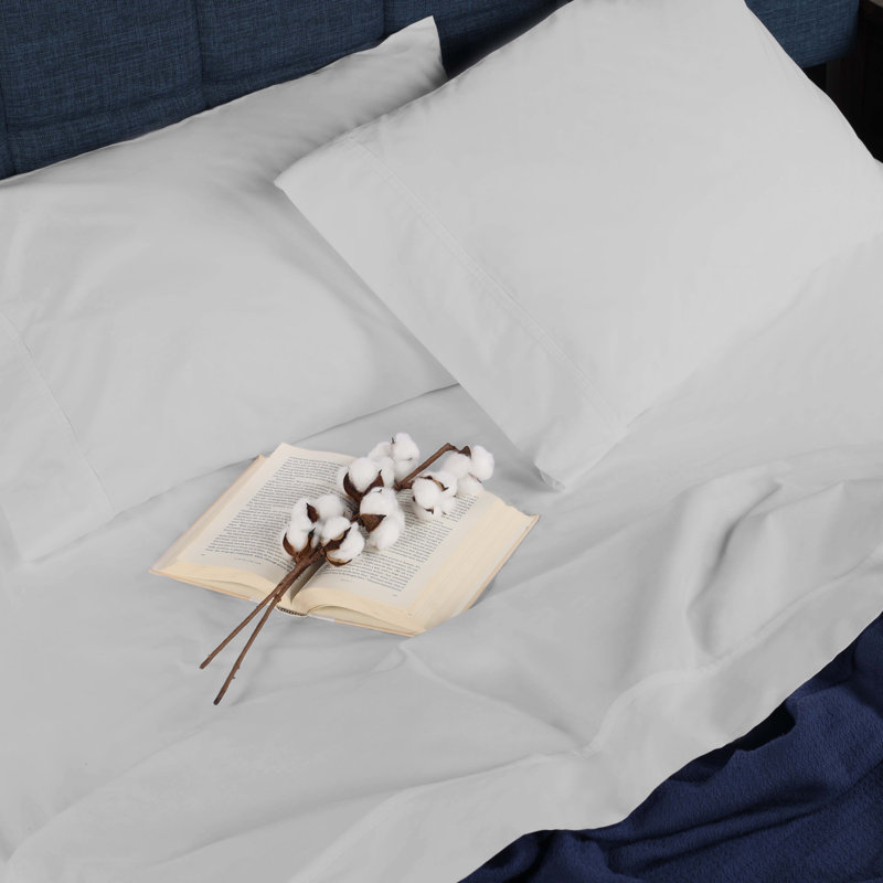 Ensemble de draps en coton biologique, Argent, Ensemble de draps pour lit simple TG + 1 drap-hous