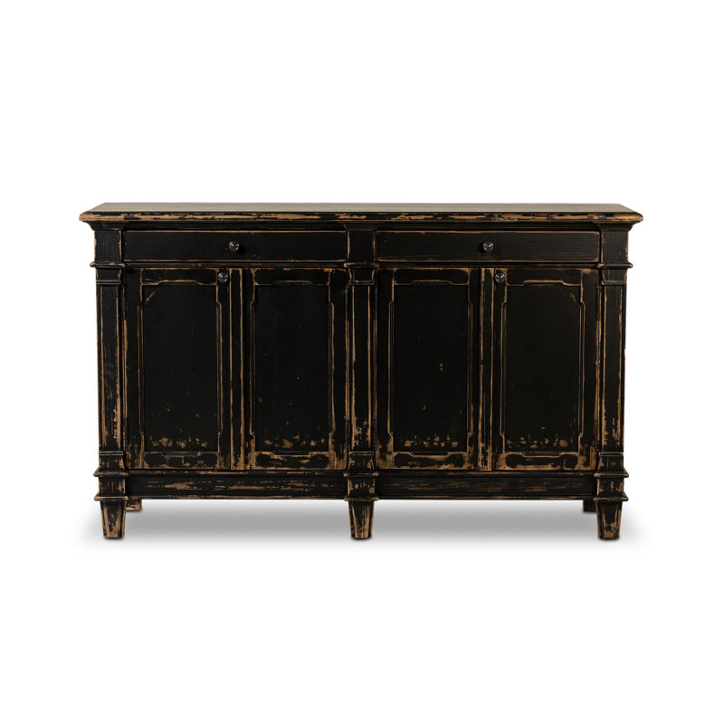 Marjorie 66.25 in. W Solid Wood Sideboard, Distressed Black
