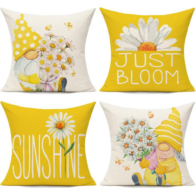 All Smiles Outdoor Yellow Throw Pillow Covers 18x18 Set of 4