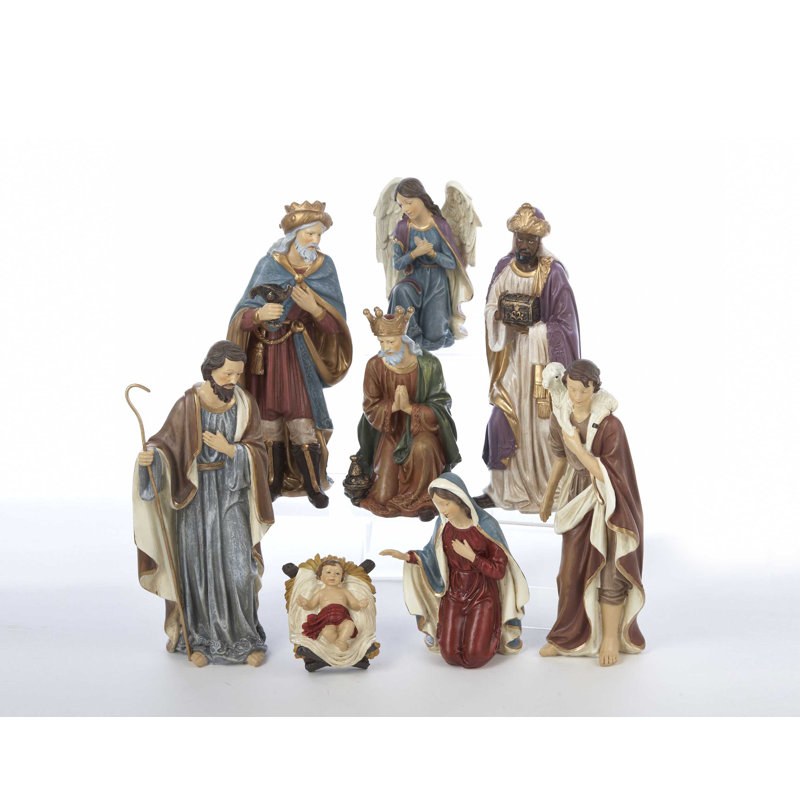 Kurt Adler 9-Inch Resin Nativity Set of 8 Pieces