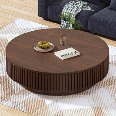 Brasen 35.5" Modern Round Coffee Table,Wood Coffee Table with Storage for Living Room