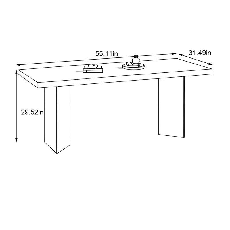 Table de salle à manger en noyer noir à grain de style italien, H 29,52 po x L 55,11 po x l 31,49 po