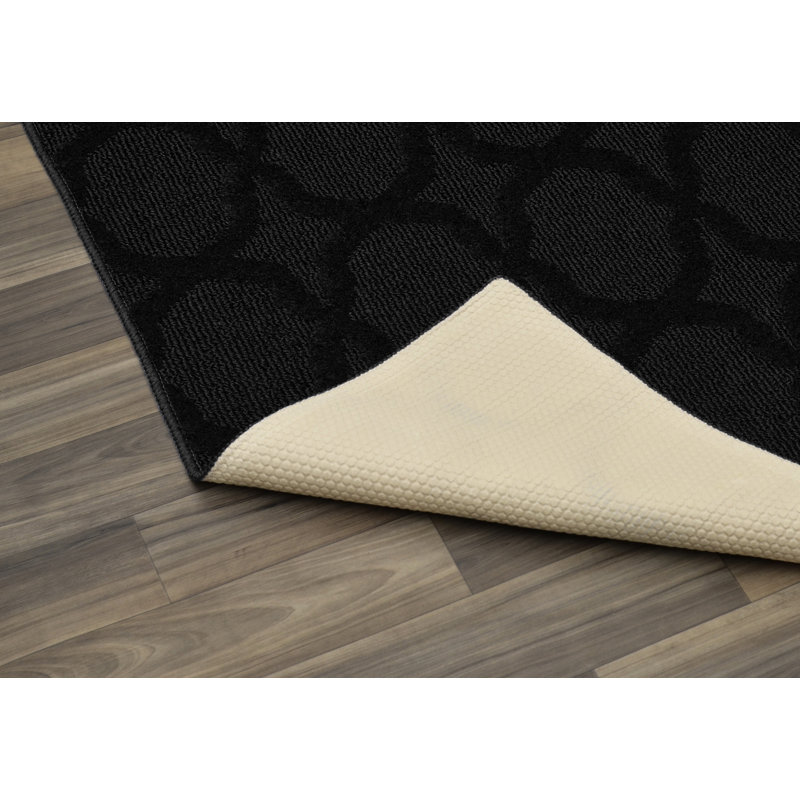 Ensemble de tapis touffetés à motif géométrique noir et blanc touffeté