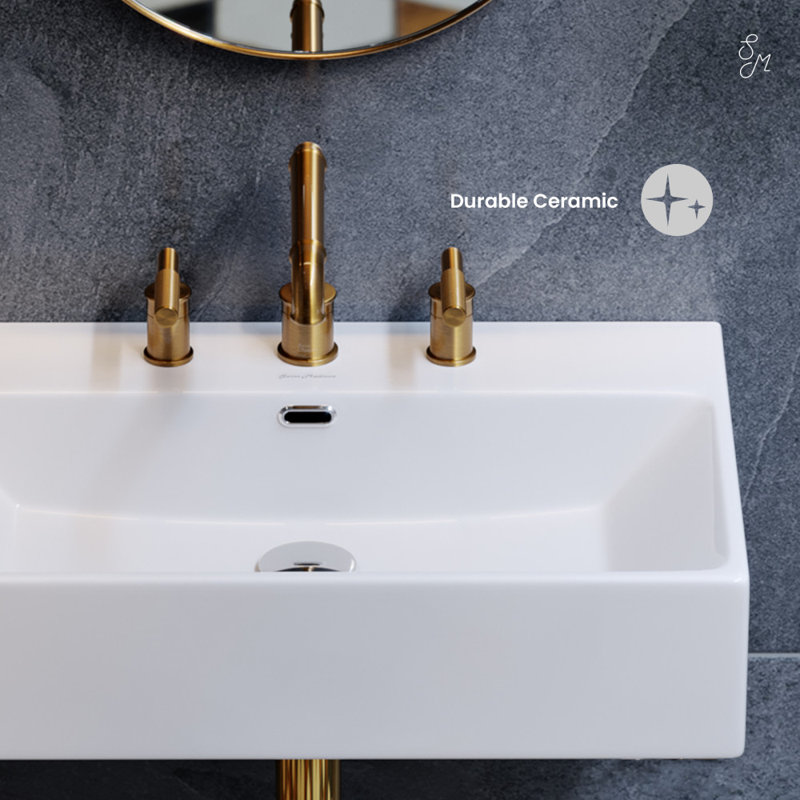 Claire 24" Rectangle Wall-Mount Bathroom Sink With 8" Widespread Holes