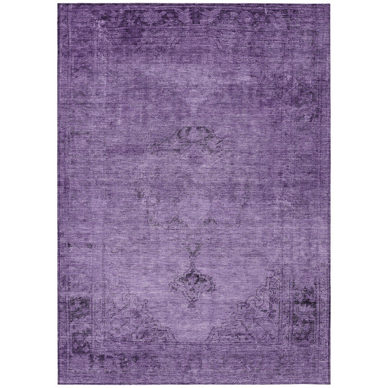 Tapis d'intérieur lavable oriental aubergine 8 pi x 10 pi mauve et lavande